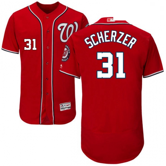 Mens Majestic Washington Nationals 31 Max Scherzer Red Alternate Flex Base Authentic Collection MLB 