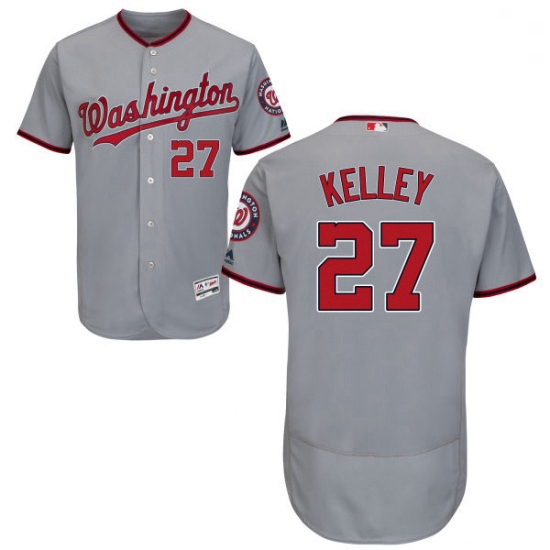 Mens Majestic Washington Nationals 27 Shawn Kelley Grey Road Flex Base Authentic Collection MLB Jers