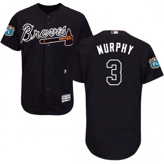 Mens Majestic Atlanta Braves 3 Dale Murphy Navy Blue Alternate Flex Base Authentic Collection MLB Je