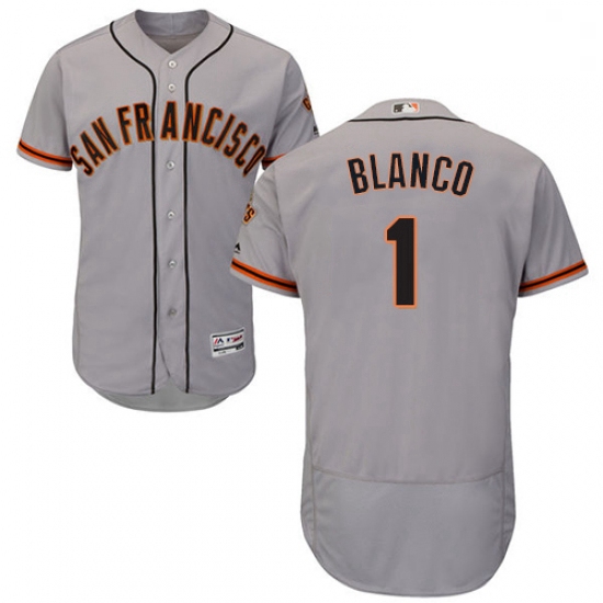 Mens Majestic San Francisco Giants 1 Gregor Blanco Grey Road Flex Base Authentic Collection MLB Jers