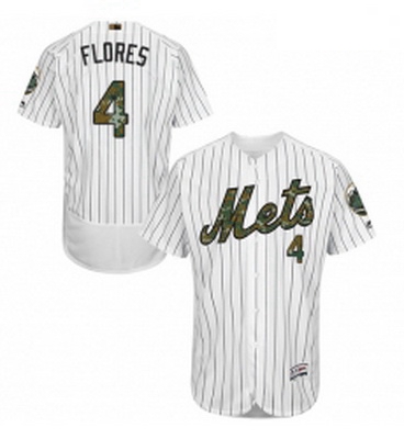 Mens Majestic New York Mets 4 Wilmer Flores Authentic White 2016 Memorial Day Fashion Flex Base MLB 