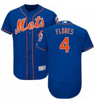 Mens Majestic New York Mets 4 Wilmer Flores Royal Blue Alternate Flex Base Authentic Collection MLB 