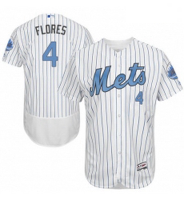 Mens Majestic New York Mets 4 Wilmer Flores Authentic White 2016 Fathers Day Fashion Flex Base MLB J