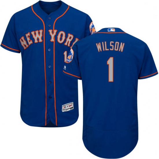 Mens Majestic New York Mets 1 Mookie Wilson RoyalGray Alternate Flex Base Authentic Collection MLB J