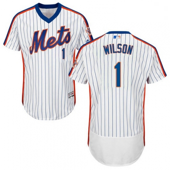 Mens Majestic New York Mets 1 Mookie Wilson White Alternate Flex Base Authentic Collection MLB Jerse