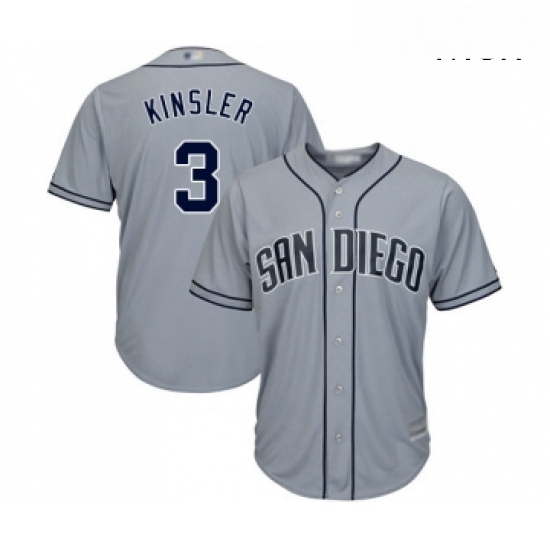 Mens San Diego Padres 3 Ian Kinsler Replica Grey Road Cool Base Baseball Jersey