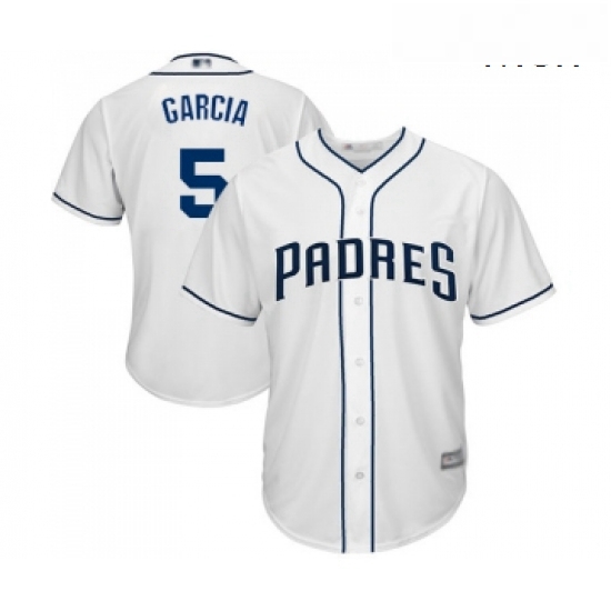 Mens San Diego Padres 5 Greg Garcia Replica White Home Cool Base Baseball Jersey