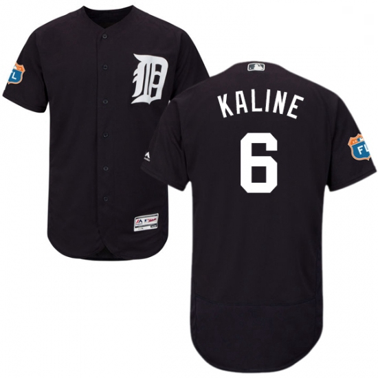 Mens Majestic Detroit Tigers 6 Al Kaline Navy Blue Alternate Flex Base Authentic Collection MLB Jers