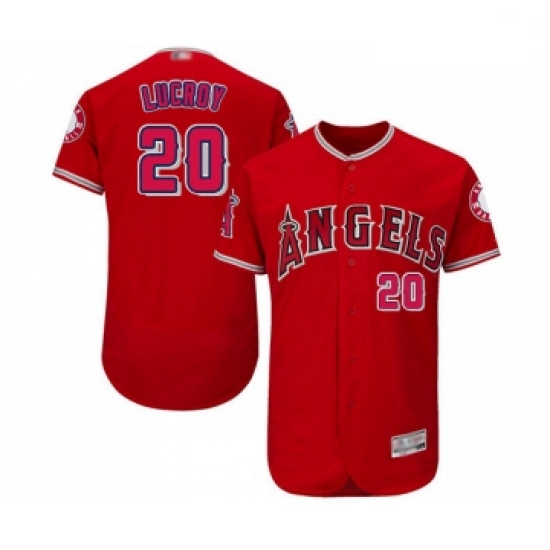 Mens Los Angeles Angels of Anaheim 20 Jonathan Lucroy Red Alternate Flex Base Authentic Collection B