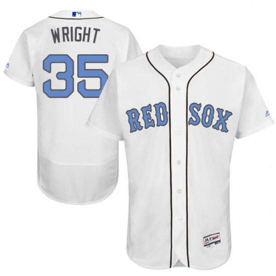 Mens Majestic Boston Red Sox 35 Steven Wright Authentic White 2016 Fathers Day Fashion Flex Base MLB