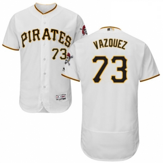 Mens Majestic Pittsburgh Pirates 73 Felipe Vazquez White Home Flex Base Authentic Collection MLB Jer