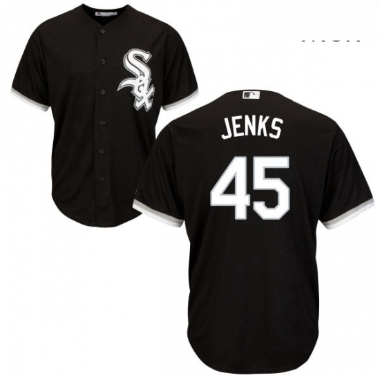 Mens Majestic Chicago White Sox 45 Bobby Jenks Replica Black Alternate Home Cool Base MLB Jersey