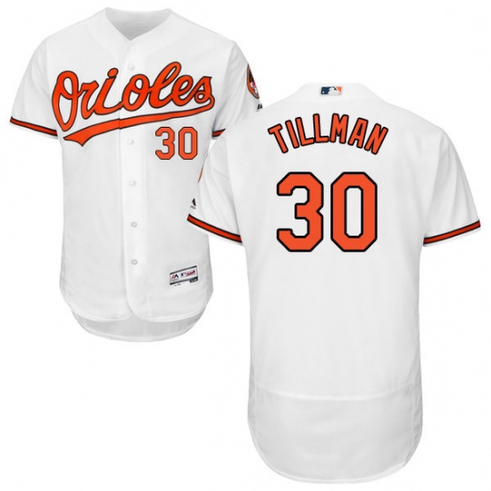 Mens Majestic Baltimore Orioles 30 Chris Tillman White Home Flex Base Authentic Collection MLB Jerse