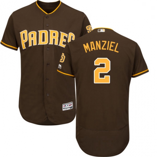 Mens Majestic San Diego Padres 2 Johnny Manziel Brown Alternate Flex Base Authentic Collection MLB J