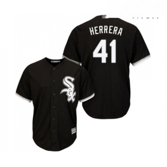 Mens Chicago White Sox 41 Kelvin Herrera Replica Black Alternate Home Cool Base Baseball Jersey