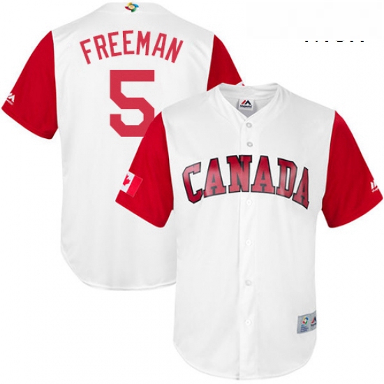 Mens Canada Baseball Majestic 5 Freddie Freeman White 2017 World Baseball Classic Replica Team Jerse