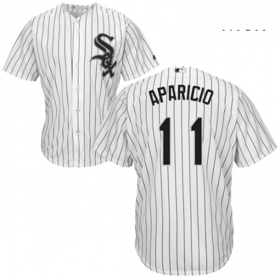 Mens Majestic Chicago White Sox 11 Luis Aparicio Replica White Home Cool Base MLB Jersey