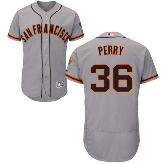 Mens Majestic San Francisco Giants 36 Gaylord Perry Grey Road Flex Base Authentic Collection MLB Jer