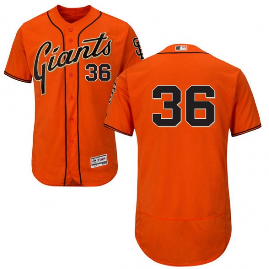 Mens Majestic San Francisco Giants 36 Gaylord Perry Orange Alternate Flex Base Authentic Collection 