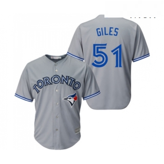 Mens Toronto Blue Jays 51 Ken Giles Replica Grey Road Baseball Jersey