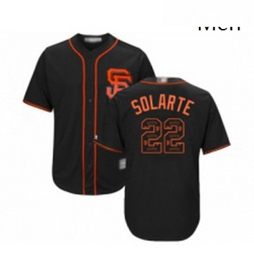 Mens San Francisco Giants 22 Yangervis Solarte Authentic Black Team Logo Fashion Cool Base Baseball 