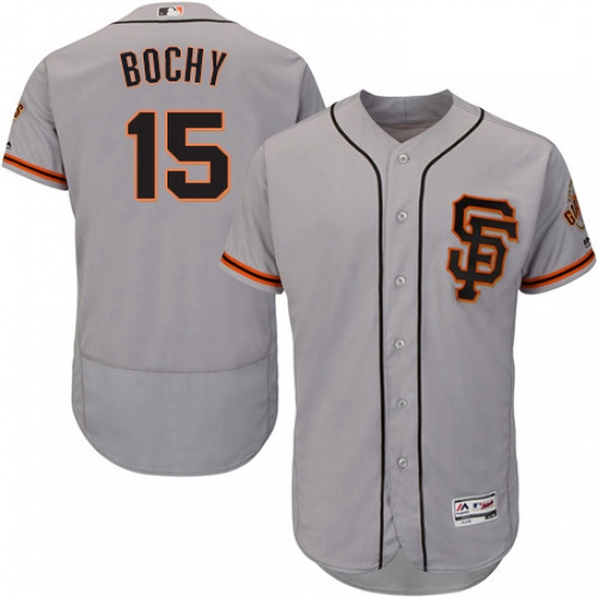 Mens Majestic San Francisco Giants 15 Bruce Bochy Grey Alternate Flex Base Authentic Collection MLB 