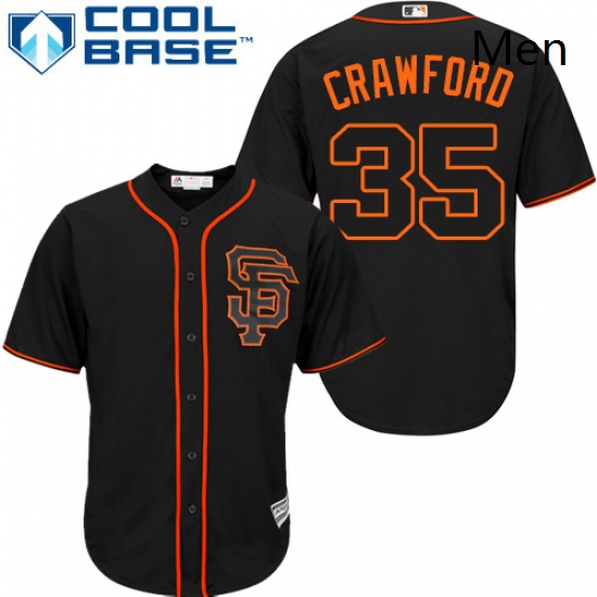 Mens Majestic San Francisco Giants 35 Brandon Crawford Replica Black Alternate Cool Base MLB Jersey