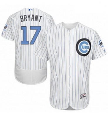 Mens Majestic Chicago Cubs 17 Kris Bryant Authentic White 2016 Fathers Day Fashion Flex Base MLB Jer