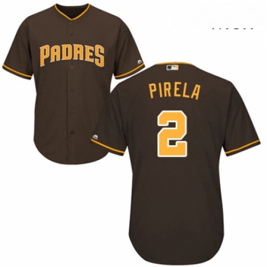 Mens Majestic San Diego Padres 2 Jose Pirela Replica Brown Alternate Cool Base MLB Jersey