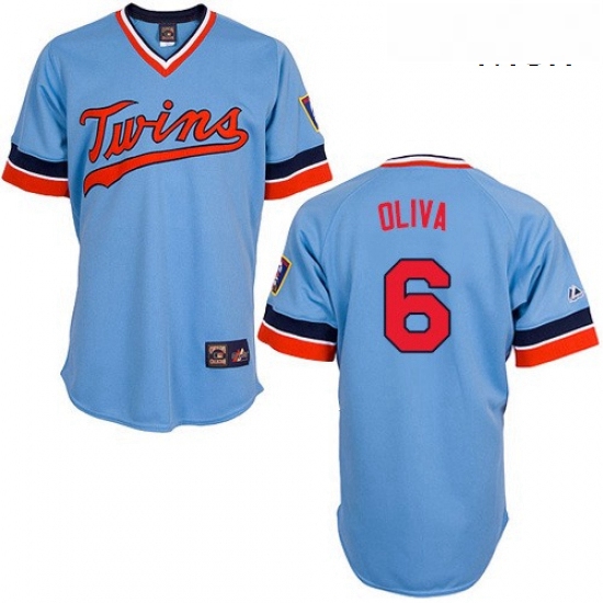 Mens Majestic Minnesota Twins 6 Tony Oliva Replica Light Blue Cooperstown Throwback MLB Jersey