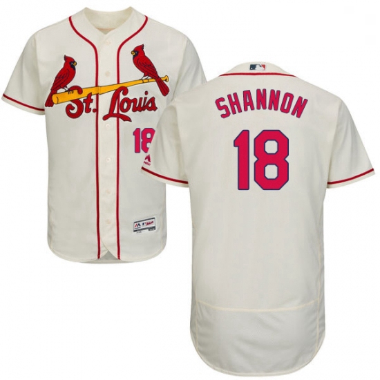 Mens Majestic St Louis Cardinals 18 Mike Shannon Cream Alternate Flex Base Authentic Collection MLB 