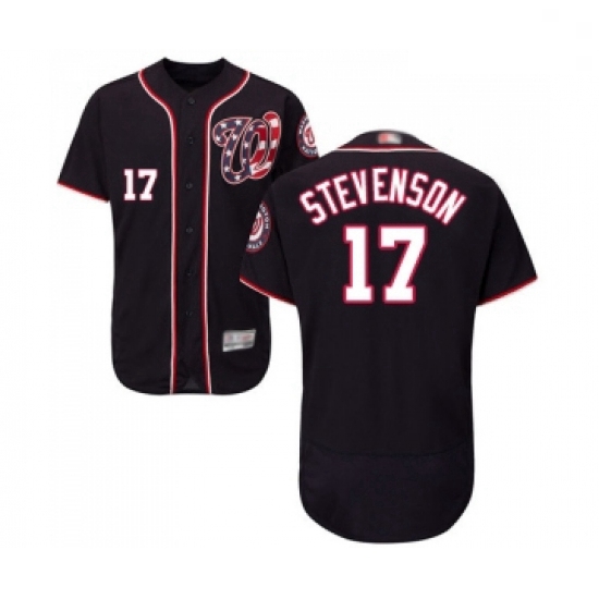 Mens Washington Nationals 17 Andrew Stevenson Navy Blue Alternate Flex Base Authentic Collection MLB