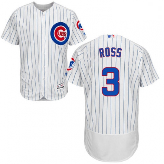 Mens Majestic Chicago Cubs 3 David Ross White Home Flexbase Authentic Collection MLB Jersey