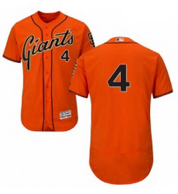 Mens Majestic San Francisco Giants 4 Mel Ott Orange Alternate Flex Base Authentic Collection MLB Jer