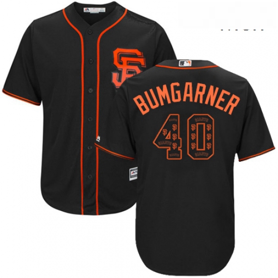 Mens Majestic San Francisco Giants 40 Madison Bumgarner Authentic Black Team Logo Fashion Cool Base 