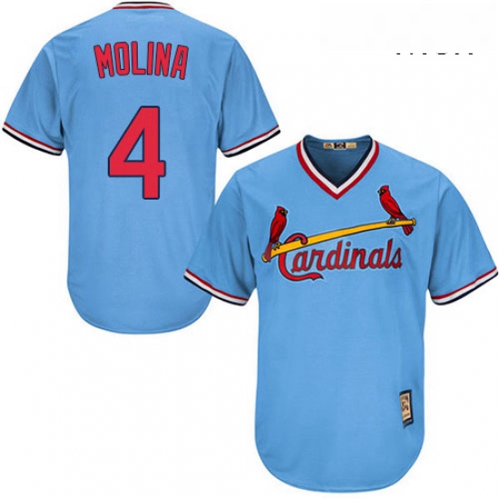 Mens Majestic St Louis Cardinals 4 Yadier Molina Authentic Light Blue Cooperstown MLB Jersey