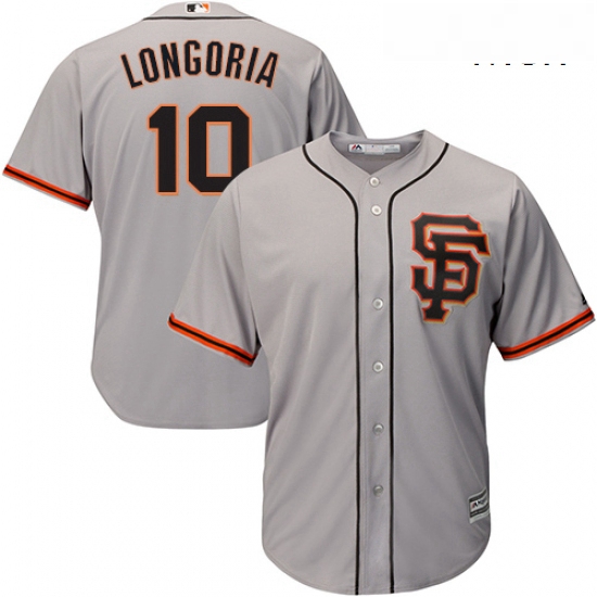 Mens Majestic San Francisco Giants 10 Evan Longoria Replica Grey Road 2 Cool Base MLB Jersey