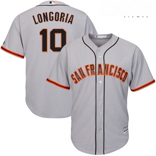 Mens Majestic San Francisco Giants 10 Evan Longoria Replica Grey Road Cool Base MLB Jersey