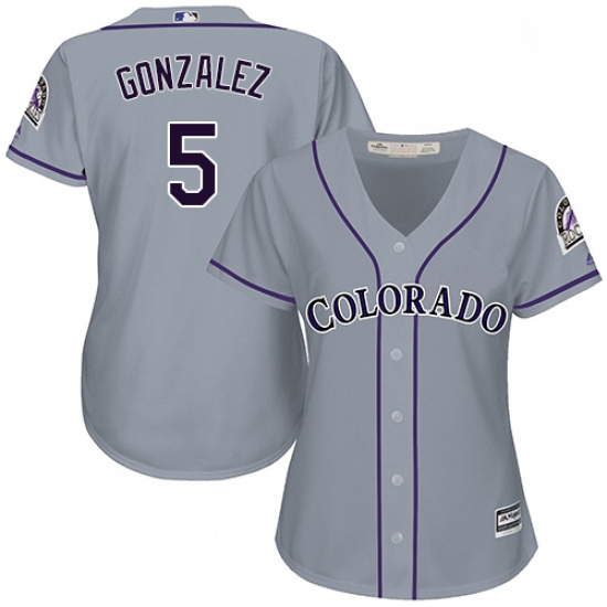 Womens Majestic Colorado Rockies 5 Carlos Gonzalez Authentic Grey Road Cool Base MLB Jersey