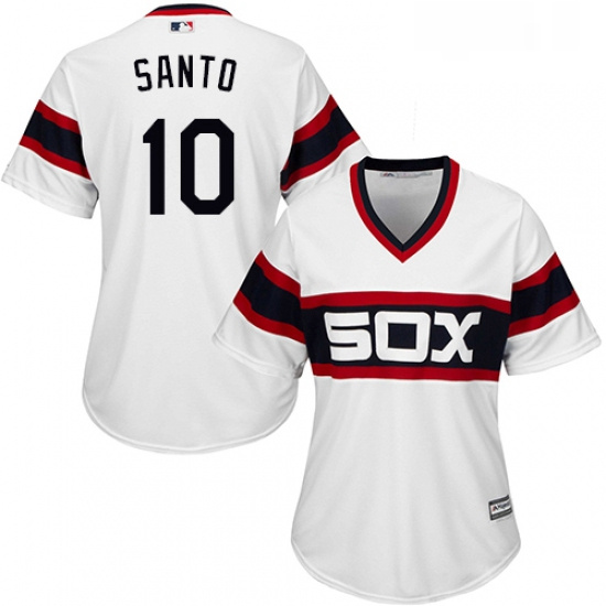 Womens Majestic Chicago White Sox 10 Ron Santo Authentic White 2013 Alternate Home Cool Base MLB Jer