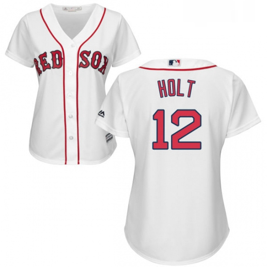 Womens Majestic Boston Red Sox 12 Brock Holt Authentic White Home MLB Jersey