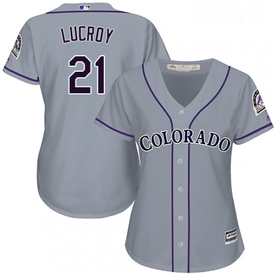 Womens Majestic Colorado Rockies 21 Jonathan Lucroy Authentic Grey Road Cool Base MLB Jersey