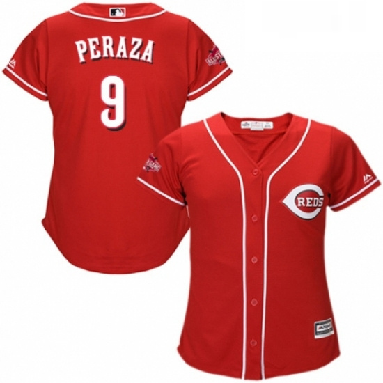 Womens Majestic Cincinnati Reds 9 Jose Peraza Replica Red Alternate Cool Base MLB Jersey