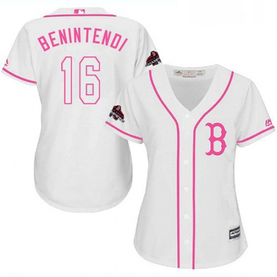 Womens Majestic Boston Red Sox 16 Andrew Benintendi Authentic White Fashion 2018 World Series Champi