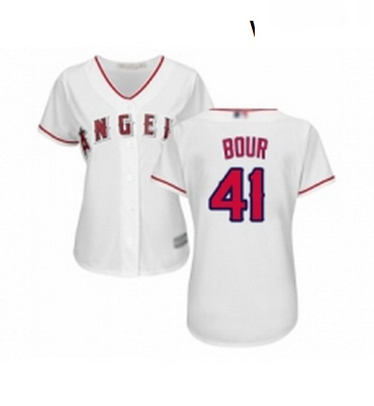 Womens Los Angeles Angels of Anaheim 41 Justin Bour Replica White Home Cool Base Baseball Jersey