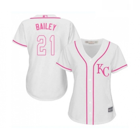 Womens Kansas City Royals 21 Homer Bailey Replica White Fashion Cool Base Baseball Jersey