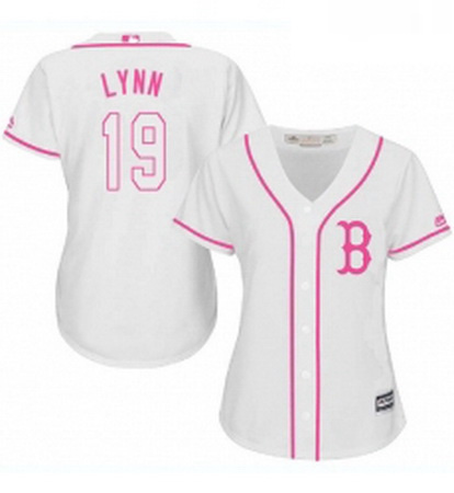 Womens Majestic Boston Red Sox 19 Fred Lynn Authentic White Fashion MLB Jersey