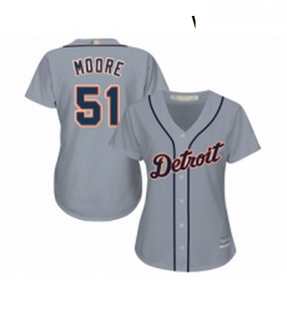 Womens Detroit Tigers 51 Matt Moore Replica Grey Road Cool Base Baseball Jersey