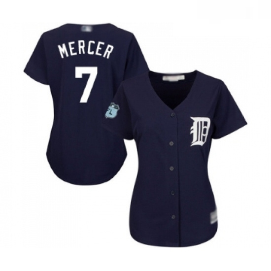 Womens Detroit Tigers 7 Jordy Mercer Replica Navy Blue Alternate Cool Base Baseball Jersey