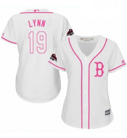 Womens Majestic Boston Red Sox 19 Fred Lynn Authentic White Fashion 2018 World Series Champions MLB 